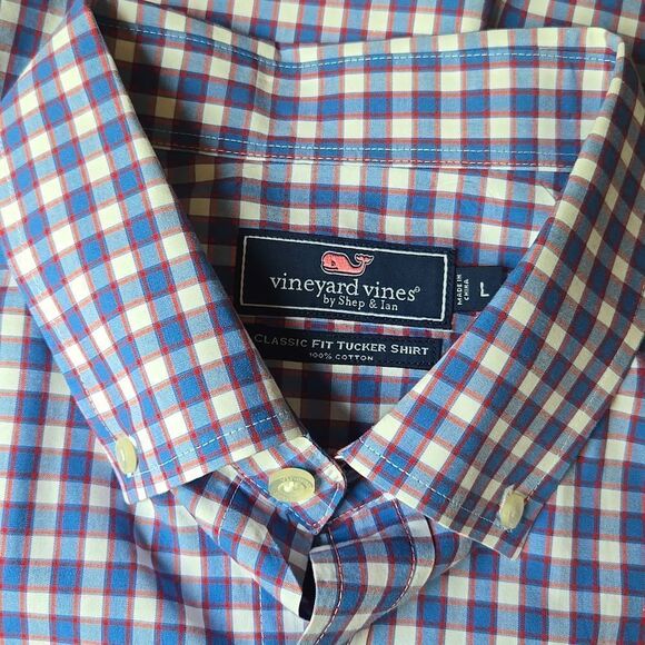 Vinyard Vines Classic Fit Tucker Shirt Check Button Down Mens Large Preppy Plaid - Picture 2 of 10